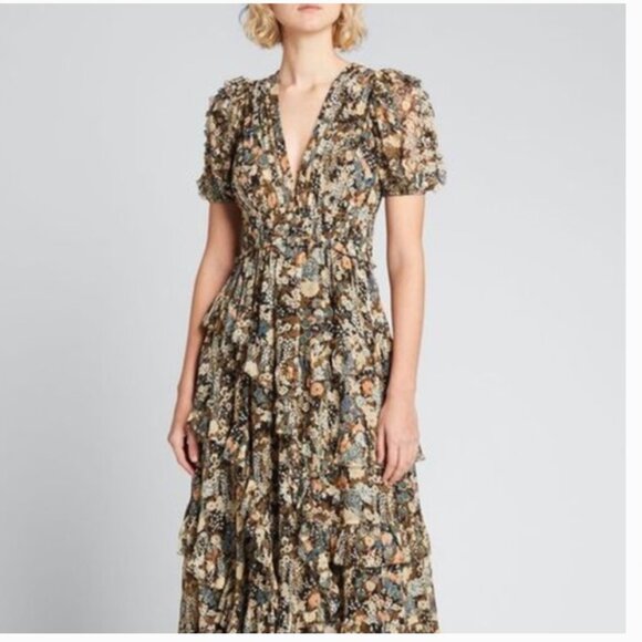 Ulla Johnson NWOT Aliya  Night Garden Floral Silk Dress US 2 - Picture 12 of 12